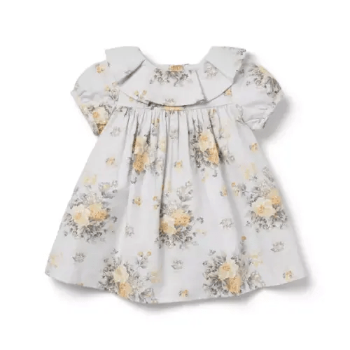 Newborn Rainy Day Grey Floral Baby Floral Ruffle Dress by Janie and Jack