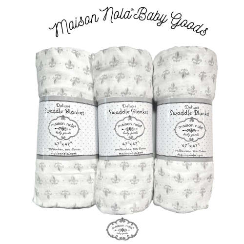 Fleur de Lis Grey Bamboo Muslin Swaddle