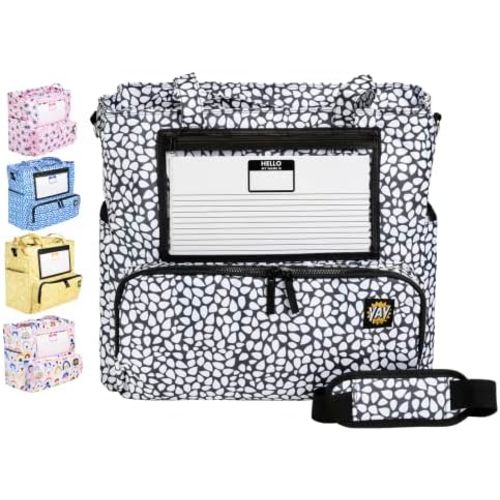 Large Daycare Preschool Diaper Tote Bag with shoulder strap, insulated bottle pockets, Wet pocket and Name card