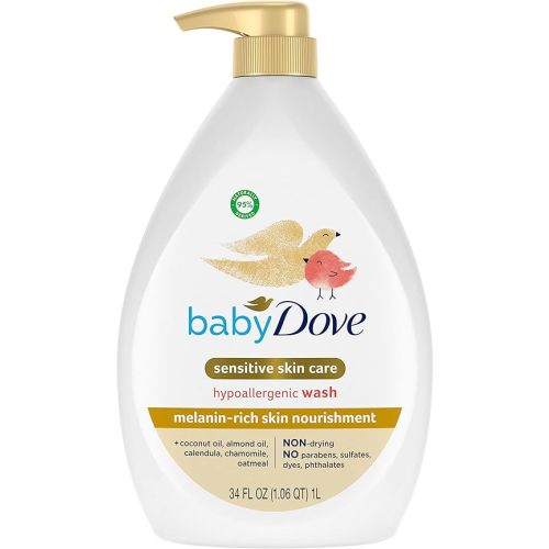 Baby Dove Sensitive Baby Wash Melanin-rich Skin Nourishment For Baby Bath Time Tear-Free and Hypoallergenic 34 oz