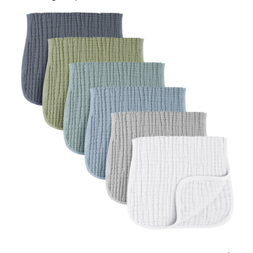 Konssy 6-Pack Absorbent Muslin Burp Cloths