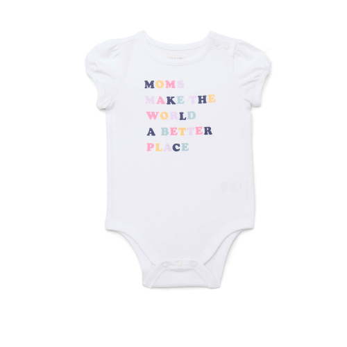Garanimals Baby Girls Graphic Print Bodysuit with Short Puff Sleeves, Sizes 0-24 Months