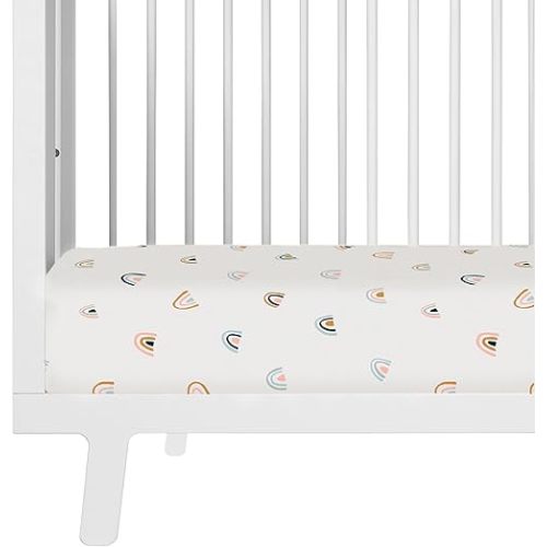 MakeMake Organics Organic Crib Sheet GOTS Certified Organic Cotton Crib Sheet Fitted with Pillowcase (14"x19") Buttery Soft Breathable Hypoallergenic (28"x52", Rainbow)