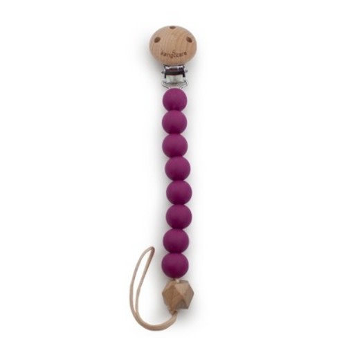 Kanga Care Silicone & Wood Paci Clip, Color: Boysenberry