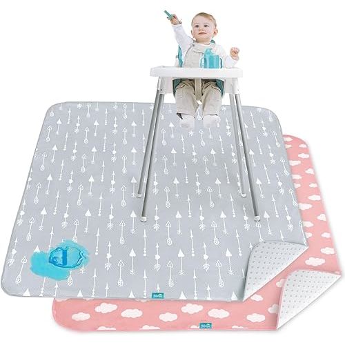 Splat Mat 2 Pack for Under High Chair & Arts & Crafts & Eating Mess, Waterproof Baby Playtime Anti-Slip High Chair Mat for Floor or Table, Reusable & Portable Splash Mat for Under High Chair, 42” ×46”