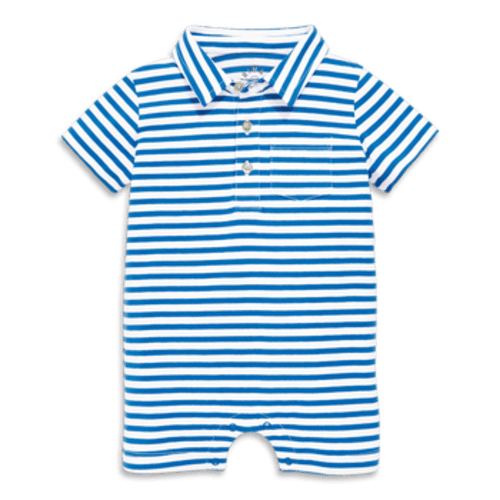 Baby Polo Shortie In Mini Stripe, 3-6M