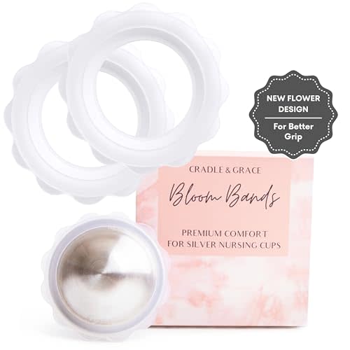 Cradle & Grace Bloom Bands, Silicone Rings for Silver Nursing Cups, Flower Comfort Rings for Silver Nipple Covers, Breastfeeding Essentials for Nursing Nipple Shield, X-Large