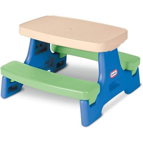 Little Tikes Easy Store Jr. Picnic Table with Umbrella - Blue / Green