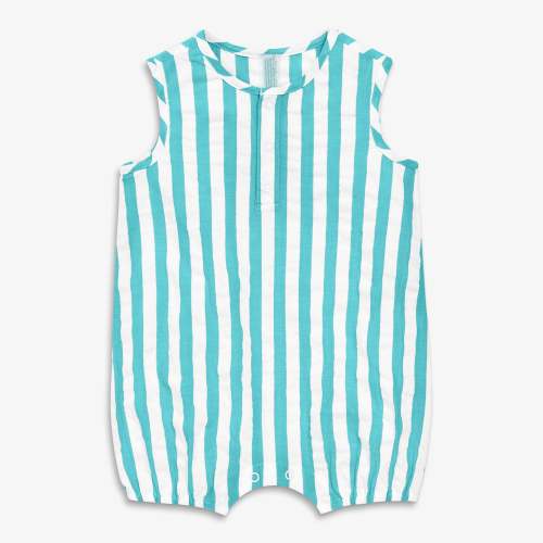 Baby henley tank shortie in seersucker stripe | Primary.com
