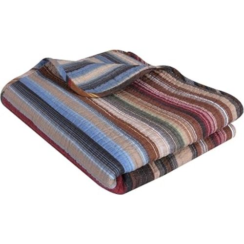 Greenland Home Durango 100% Cotton Reversible Throw Blanket, 50 x 60 inches, Earth