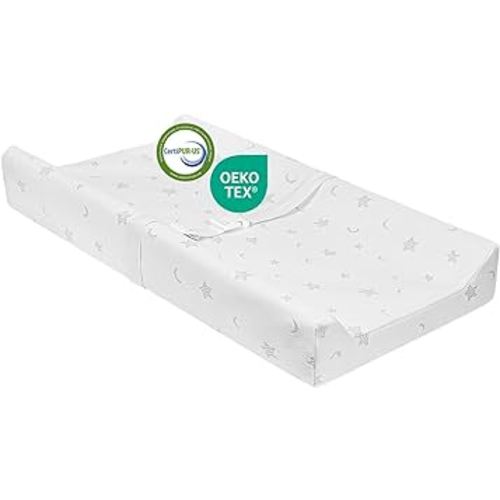Mini Baby Changing Pad 27 x 16 with Cover for Combo Crib with Changing Table & Dresser, Waterproof & Non-Slip, Small Diaper Contoured Foam Changing Table Topper
