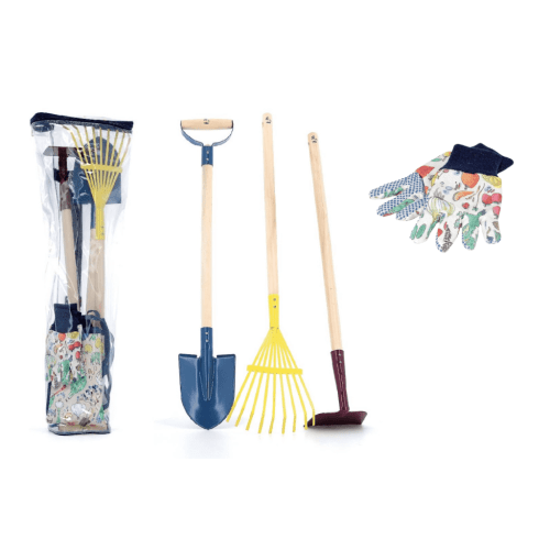 Children's Garden Tool Set (Rake, Hoe, Shovel, and Gloves)