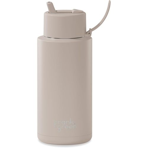 frank green - Ceramic Reusable Bottle - Stainless Steel Water Bottle With Straw, Insulated Water Bottle, Metal Water Bottle - Flip Straw Lid - 34oz - Moon Dust