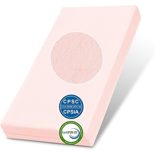 NeoBorn Crib Mattress, Dual Sided Memory Foam Toddler Bed Mattress, Triple-Layer Breathable Premium Crib Mattress, with Waterproof & Washable Tencel Cover, Pink