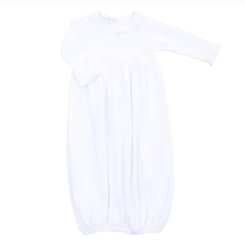 Essentials White Gown with Pink Trim Ruffle – Magnolia Baby