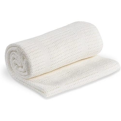 Lulujo Baby Cellular Baby Blanket, White