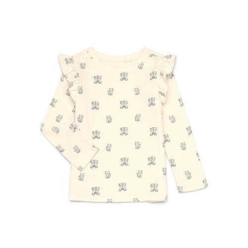Garanimals Toddler Girl Ruffle Shoulder Long Sleeve Printed T-Shirt, Sizes 18M-5T