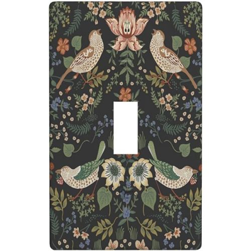 Vintage Bird Green Floral 1 Gang Toggle Light Switch Cover Plates Decorative Electric Outlet Covers Decorator Wall Switch Plate Receptacle Plug Covers 4.5 * 2.76 Inches
