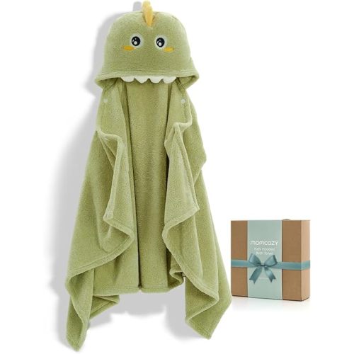Momcozy Hooded Baby Towels-Visualize Health Label -Soft Premium Coral Fleece Bath Towel -Ultra Absorbent for Baby Cozy and Warm-Bath Essential for Newborn, Infant and Toddler(28 x 55 Inch, L x W)