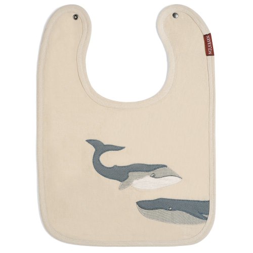Whale Appliqué Organic Linen Two-Layer Bib