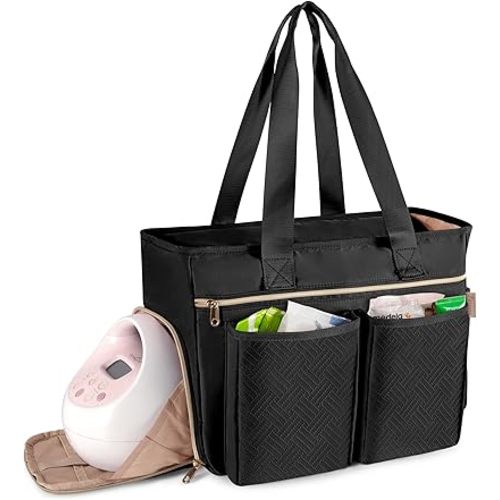 Fasrom Breast Pump Bag Compatible with Spectra S1 S2, Pumping Bag for Work, Portable Breast Pump Storage Travel Tote Bag, Black