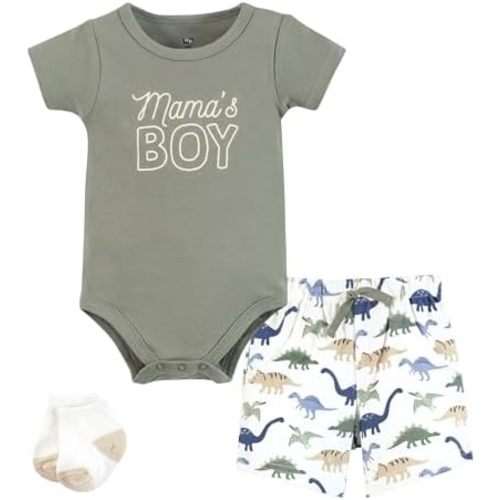 Hudson Baby Unisex Baby Bodysuit, Short and Sock, 3-Piece Set