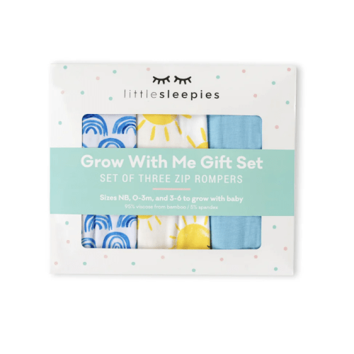 Blue Rainbows, Sky Blue & Sunshine Zippy Grow With Me Gift Box - Little Sleepies