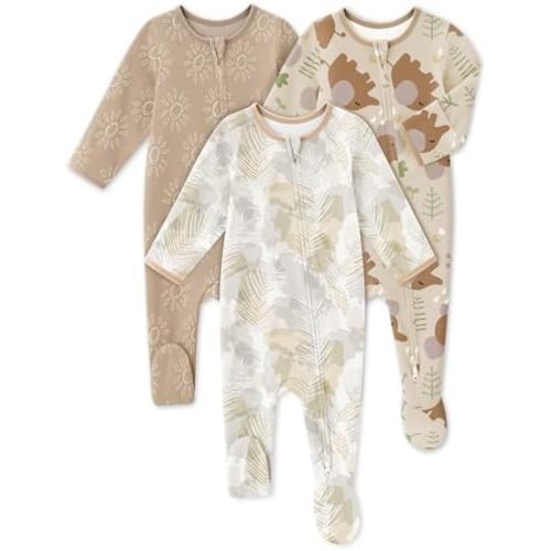 FILLEEP Baby Sleepers 3 Pack Cotton Pajamas for Newborn 0-3 3-6 6-9 Months Boys Girls Clothes Sleep 'N Play Footie PJs