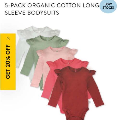 5-Pack Organic Cotton Long Sleeve Bodysuits | Honest Baby Clothing