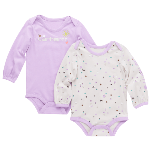 Carhartt Farm Print Long-Sleeve Bodysuit 2-Piece Set for Babies