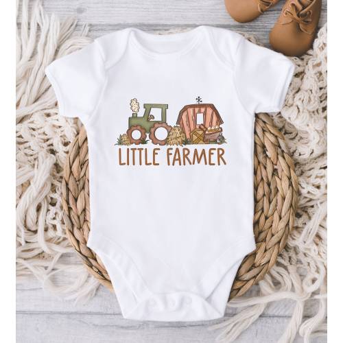 Little Farmer Baby ONESIES® Brand Bodysuit - Tractor and Barn Baby Bodysuit - Farm Baby - Country Future Farmer newborn gift - baby boy girl
