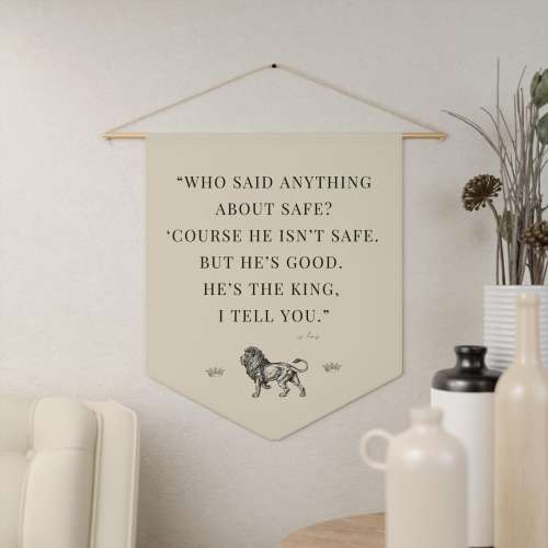 Narnia Lion Pennant: CS Lewis Quote, Kids Room Decor