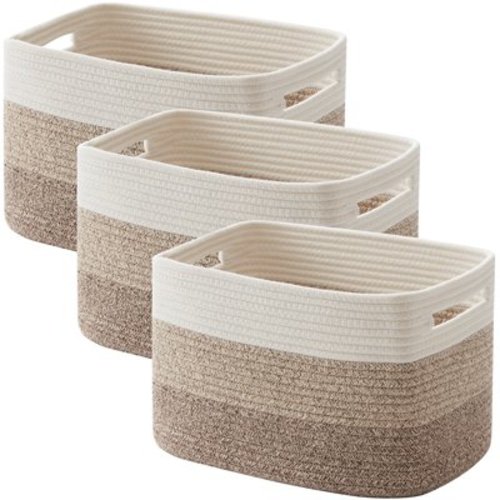 CHERISHGARD Storage Basket, Laundry Basket 3 Pieces, Woven Baskets for Storage for Toys, Towel