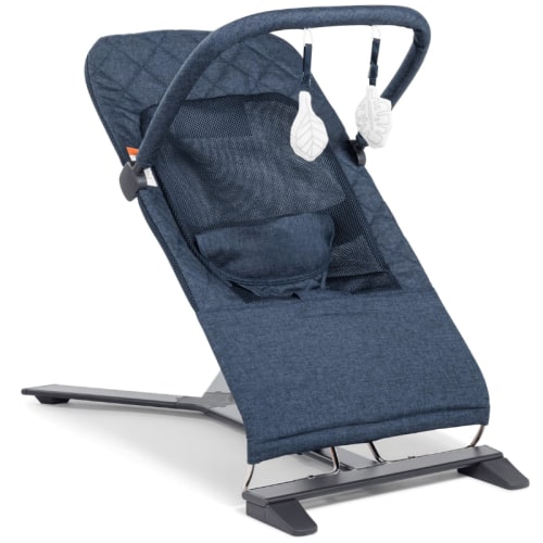 Portable Baby Bouncer with 3 Recline Positions, Mesh Inset, and Toys