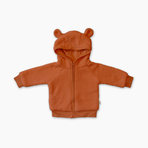 Goumi Kids x Babylist Hooded Bear Ear Fleece Zipper Jacket - Clay, 0-3 M
