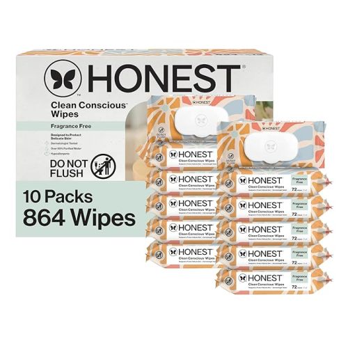 The Honest Company Hypoallergenic Multi-Use Baby Wipes for Sensitive Skin, Sunburst, 864 Count