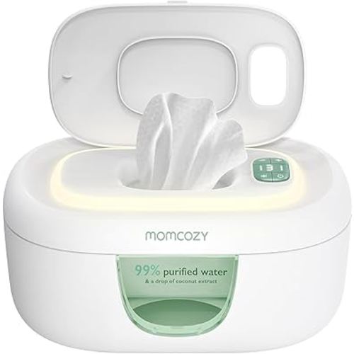 Momcozy Baby Wipe Warmer, Innovative Spring Design, Large Capacity Wipes Dispenser, Fast and Even Heating, 4 Modes of Temperature Heating Control, Diaper Wipe Warmer with Night Light