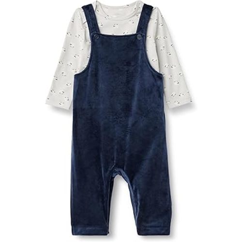 Amazon Essentials x Sofia Grainge Unisex Babies' Velour Overall and Long Sleeve Bodysuit Set, Pack of 2
