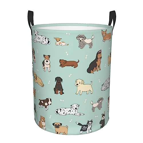 Gbuzozie Puppy Dog Cute Animals Round Laundry Hamper Storage Basket Toys Clothes Organizer Bin For Home Bathroom Bedroom Dorm Nursery, 38l