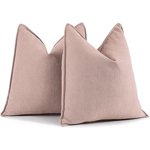 ZWJD Dusty Pink Pillow Covers 18x18 Set of 2 Chenille Throw Pillow Covers with Elegant Design Soft and Luxurious Decorative Throw Pillows for Couch, Bed, and Home Decor