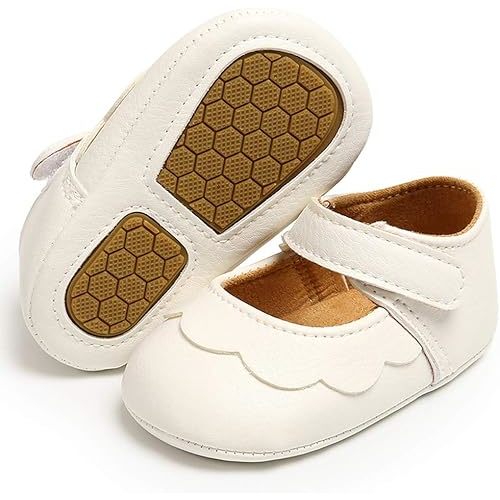 LAFEGEN Baby Girls Mary Jane Flats with Bownot Non Slip Soft Sole PU Leather Newborn Infant Toddler First Walker Cirb Dress Shoes