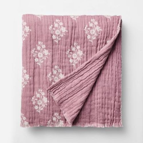 Floral Block Print Jacquard Throw Purple/Cream - Threshold™ designed with Studio McGee