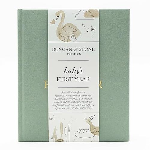 Baby First Year Book - Heirloom Keepsake Baby Memory Book to Record Important Milestones, Photos & More - Pregnancy Books (Sage Green,112 Pages)
