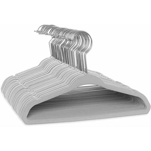 Casafield 50 Velvet Baby Hangers - 11" Size for Infant & Toddler Clothes - Gray