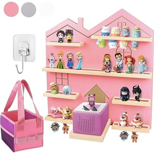 Large Tonie Shelf - Display & Store All Tonie Characters & Accessories, Magnetic Wall Holder (Pink)