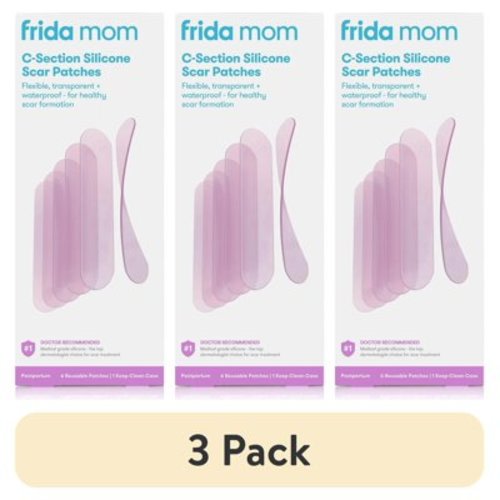 (3 pack) Frida Mom C-Section Silicone Scar Patches, Reusable Medical Grade Scar Treatment, Scar Gel and Cream Alternative, 6 Count