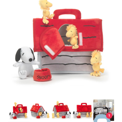 Classic Snoopy Interactive Plush Doghouse with 5 Stuffed Animal Toys – Lambs & Ivy