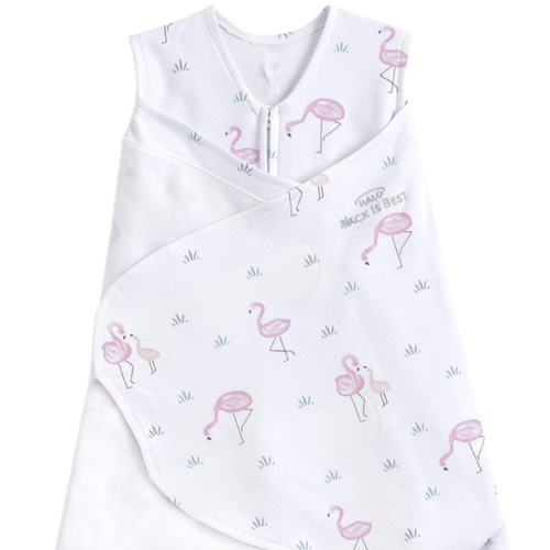 HALO 100% Cotton Sleepsack Swaddle, 3-Way Adjustable Wearable Blanket, TOG 1.5, Flamingos, Newborn, 0-3 Months