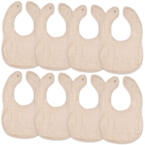 Muslin Cotton Baby Bibs, 8 Pack, Adjustable Size with Easy Snaps, Soft and Super Absorbent, Washable and Reusable By Comfy Cubs, Color: Blush