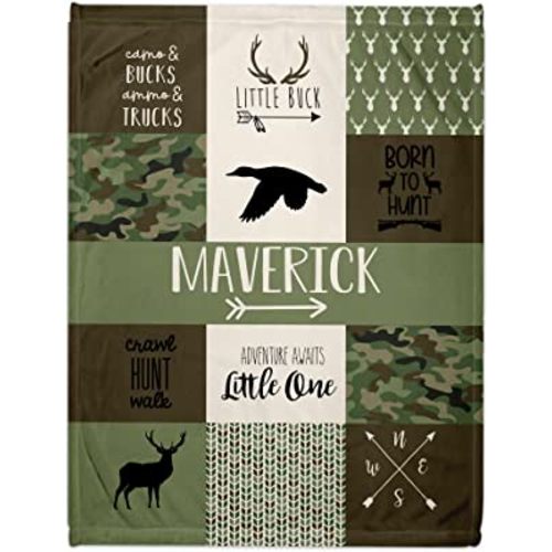 Camo Woodland Personalized Baby Blanket - Personalized Baby Blankets For Boys-Custom Baby Blankets For Boys - Personalized Baby Boy Gifts- Woodland Nursery Décor - Baby Camo Baby (Camo Woodland)